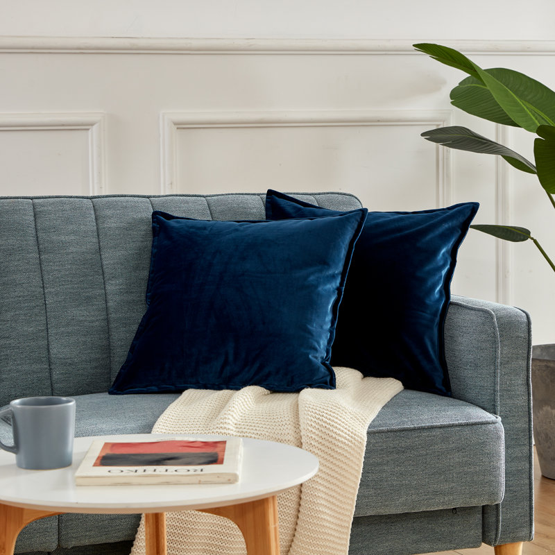 Square Velvet throw Pillow Cover, Sapphire