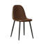 Ensemble de 4 chaises de salle à manger, chaises de style moderne, sièges rembourrés en cuir de selle, chaise de cuisine en forme de cuillère avec pieds en métal noir, chaises de salle à manger pour cuisines de restaurant (brun)