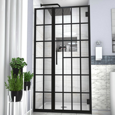 34" W X 72" H Shower Door With Glass In Matte Black. Decorate Bathroom Gracefully. Tempered Glass. Easy Cleaning. Professional Installation Recommended Adorn Stylishly. Convenient