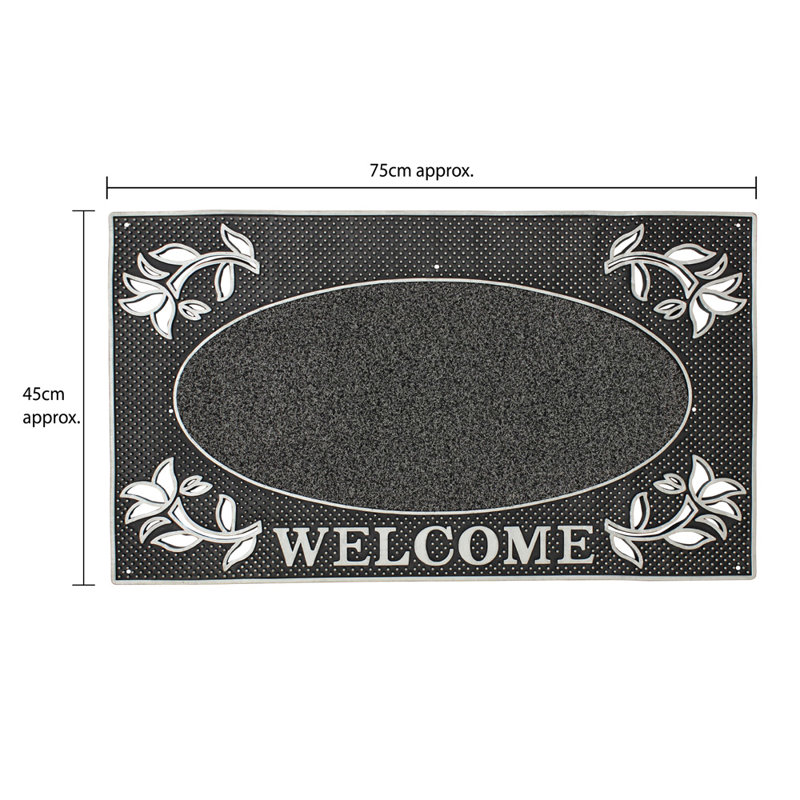 Metallic Welcome Door Mat No Pattern No Holiday Doormat, Silver
