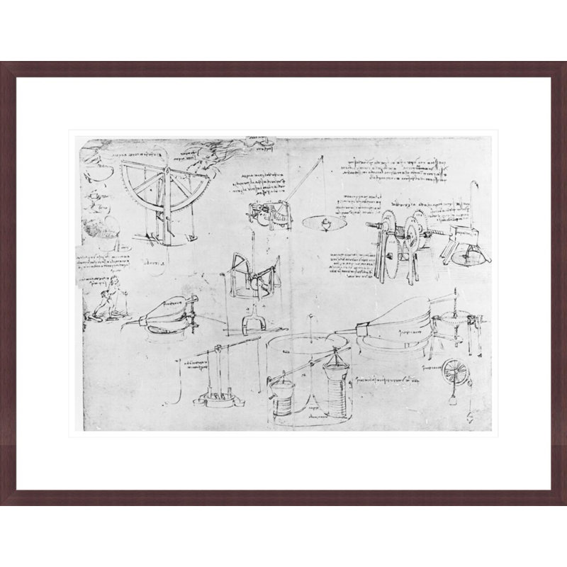 Fol. 7r from the Codex Atlanticus 1478-1518 (pen &amp; ink on paper) by Leonardo da Vinci -Framed Giclee Print