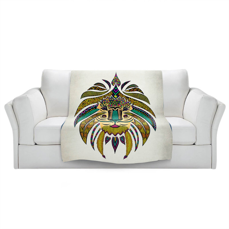 Jeté turquesa tribal lion empereur , l 51 po x L 60 po, Jaune / vert