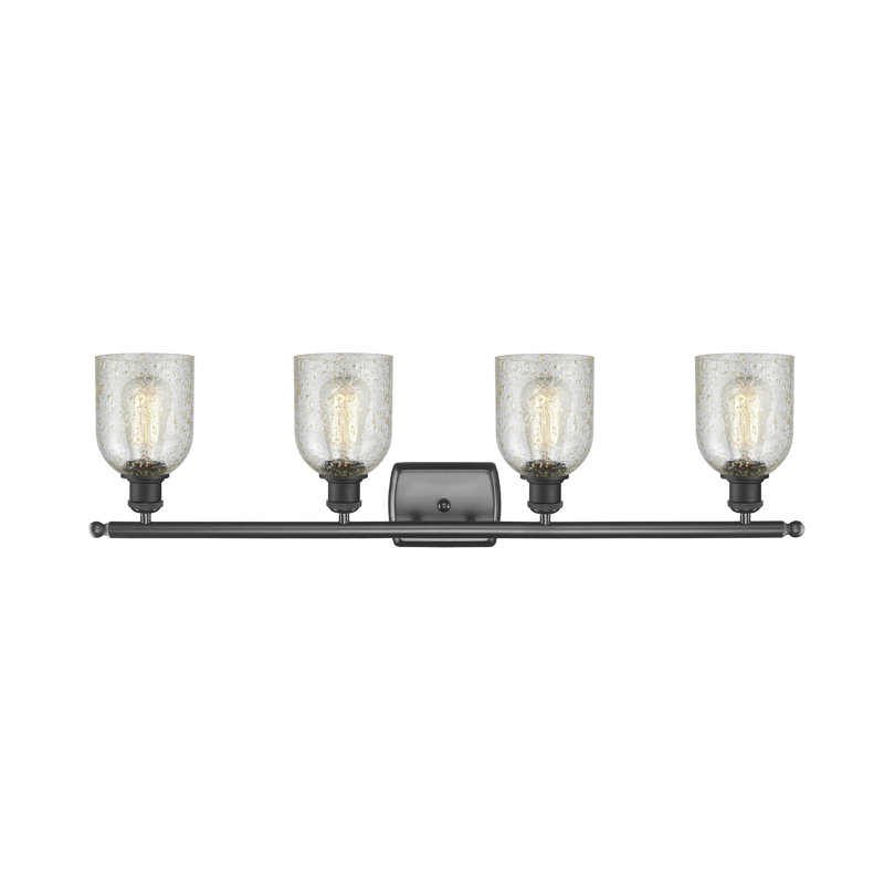 Vella 4 - Light Dimmable Vanity Light, Mica, 6 Watt Vinage LED Bulb, Matte Black