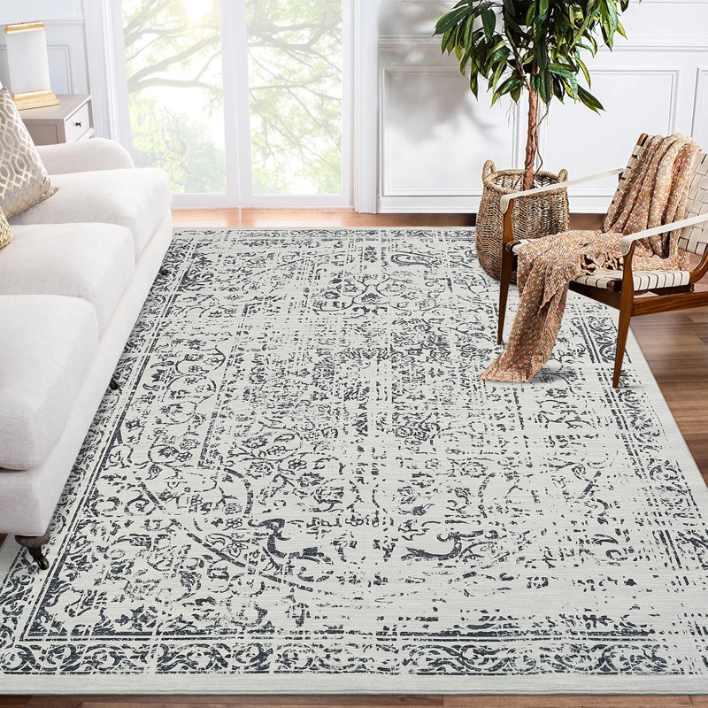 Tapis oriental antidérapant lavable à la machine Oriental, Rectangle 9 pi x 12 pi