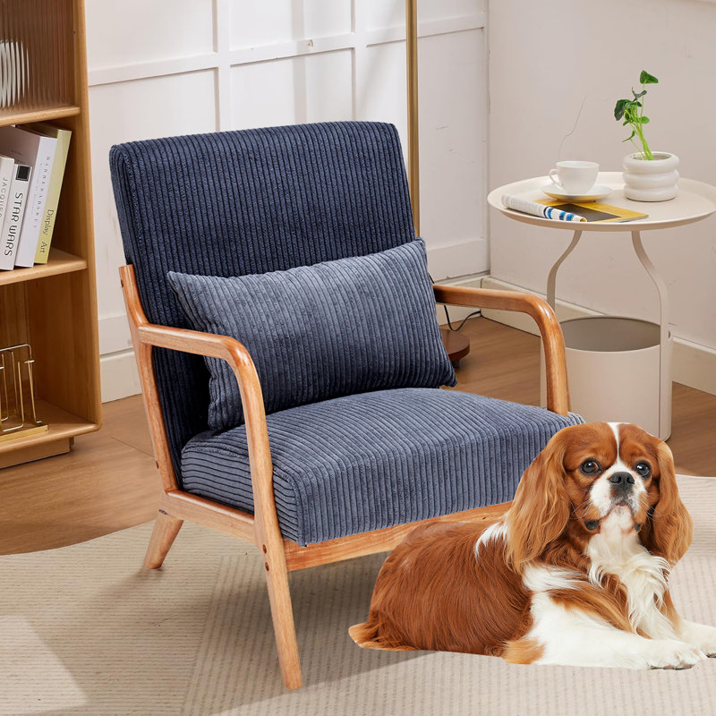 Fauteuil d'appoint Mid-Century Modern, Polyester gris, Naturel