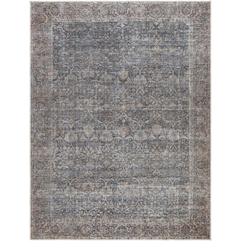 Vivir x Livabliss Lorelai Dark Grey Machine Washable Area Rug, Rectangle 5'3" x 7'