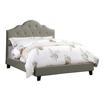 Full Size Grey Upholstered Bed, With Arch Headboard And Particle Board Frame For A Modern Look Contemporary Style Bedframe, Size, Upholstery, No Box Spring Requirement