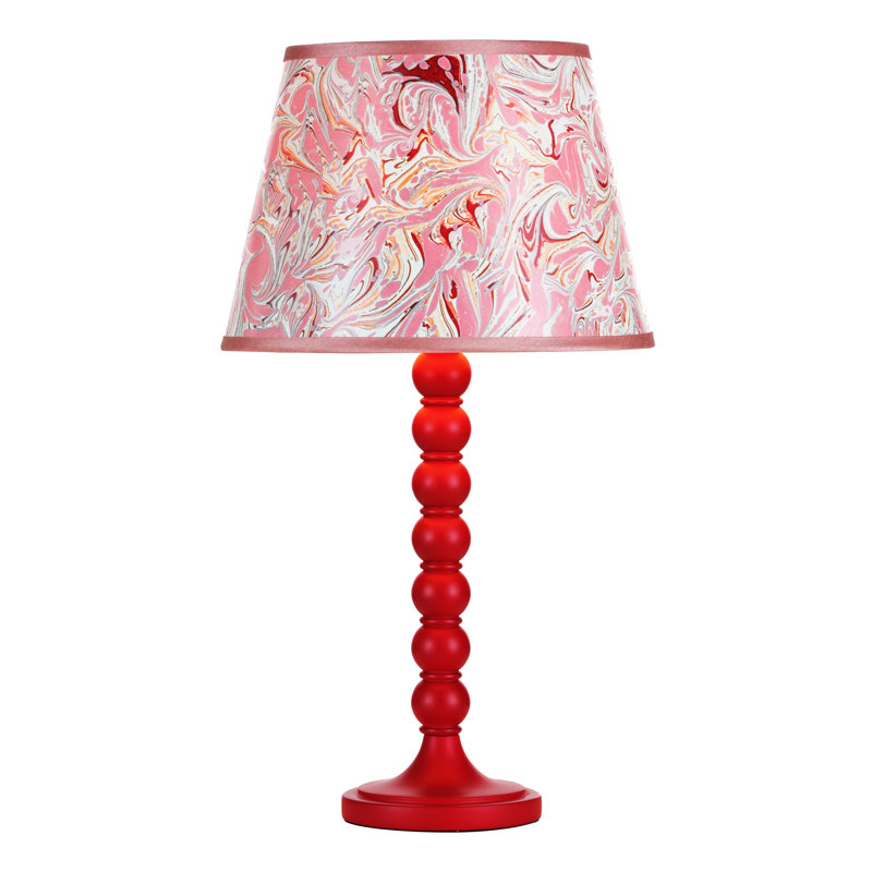 Wood Table Lamp Lamp, Pink, Red