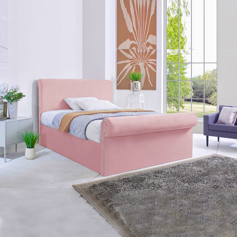Cianne Upholstered Bed, Double (4'6), Pink