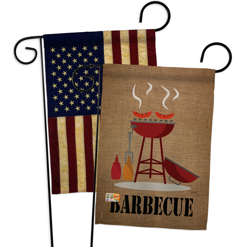 Impressions de barbecue décoratives en polyester de 2 côtés 19 po x 13 po  drapeau de jardin