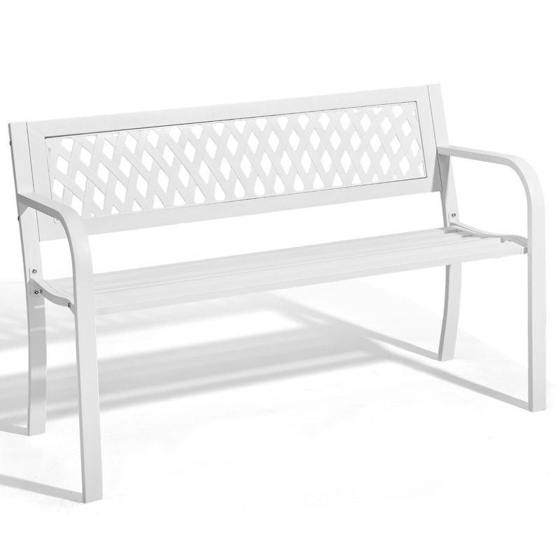 Banc d'extérieur en fer noir 47 po, Blanc