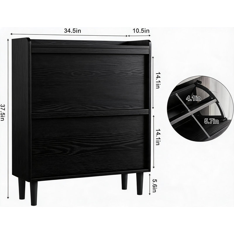 30 Pair Flip Down Shoe Storage, Black