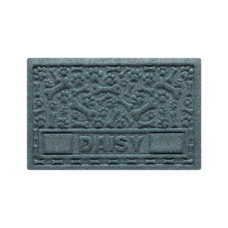 Tapis d'alimentation pour animaux intérieur et extérieur 18 po x 28 po WaterHog® Paws and Bones, Pierre bleue, Oui