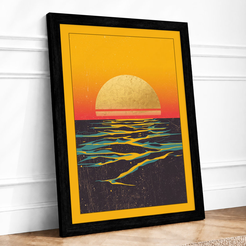 Golden Horizon Modern - Framed Print, A3 - 42.0 x 29.7 cm, Black