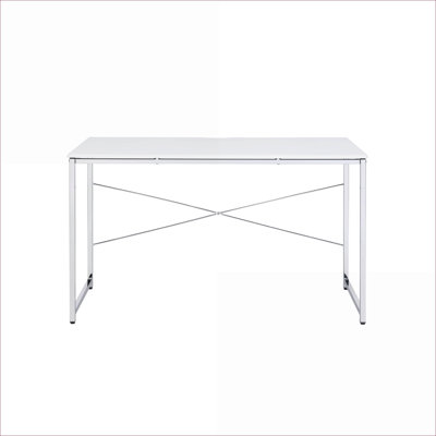 Bureau d'écriture Tennos Barre transversale en forme de X | Blanc | Métal, bois synthétique