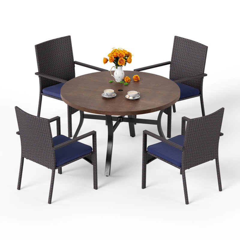 Table de salle à manger rectangulaire 4 personnes 44 "avec coussins Leonard