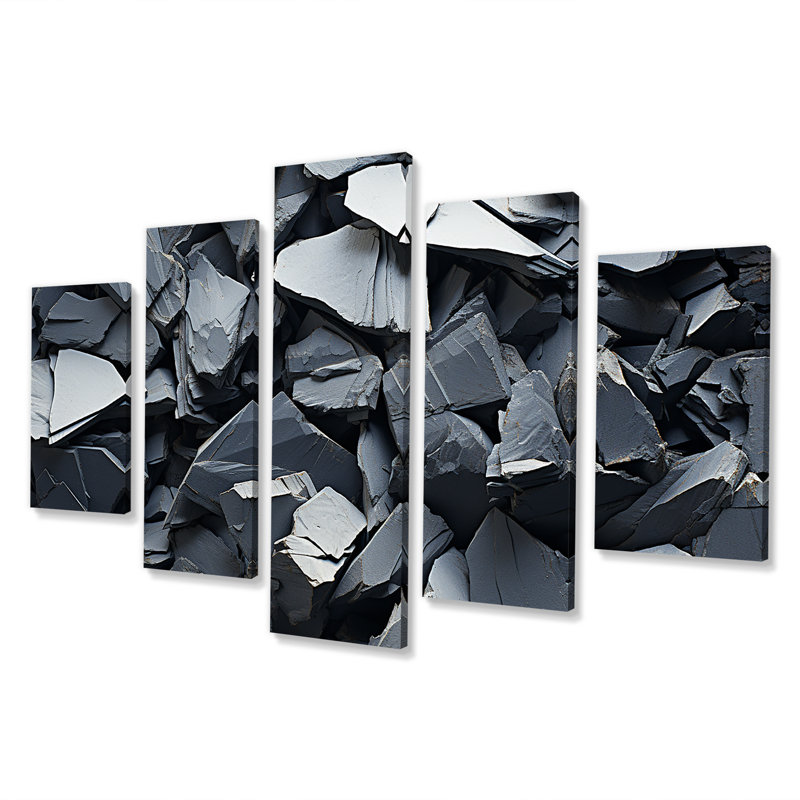 «Tachisme Gray Rocks Explosion» - ensemble d'art mural Tachisme Multipanel