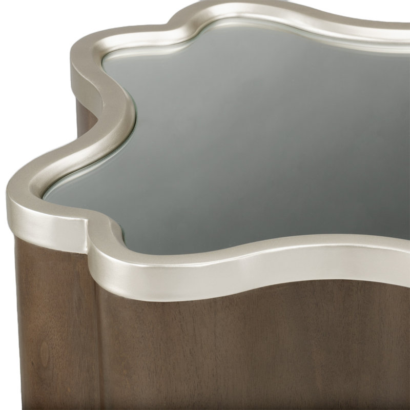 Villa Cherie End Table, Chrome/Hazelnut