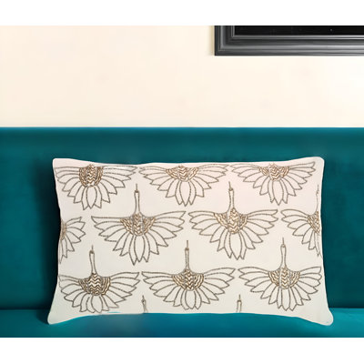 12" X 20" Ivory Cotton Throw Pillow