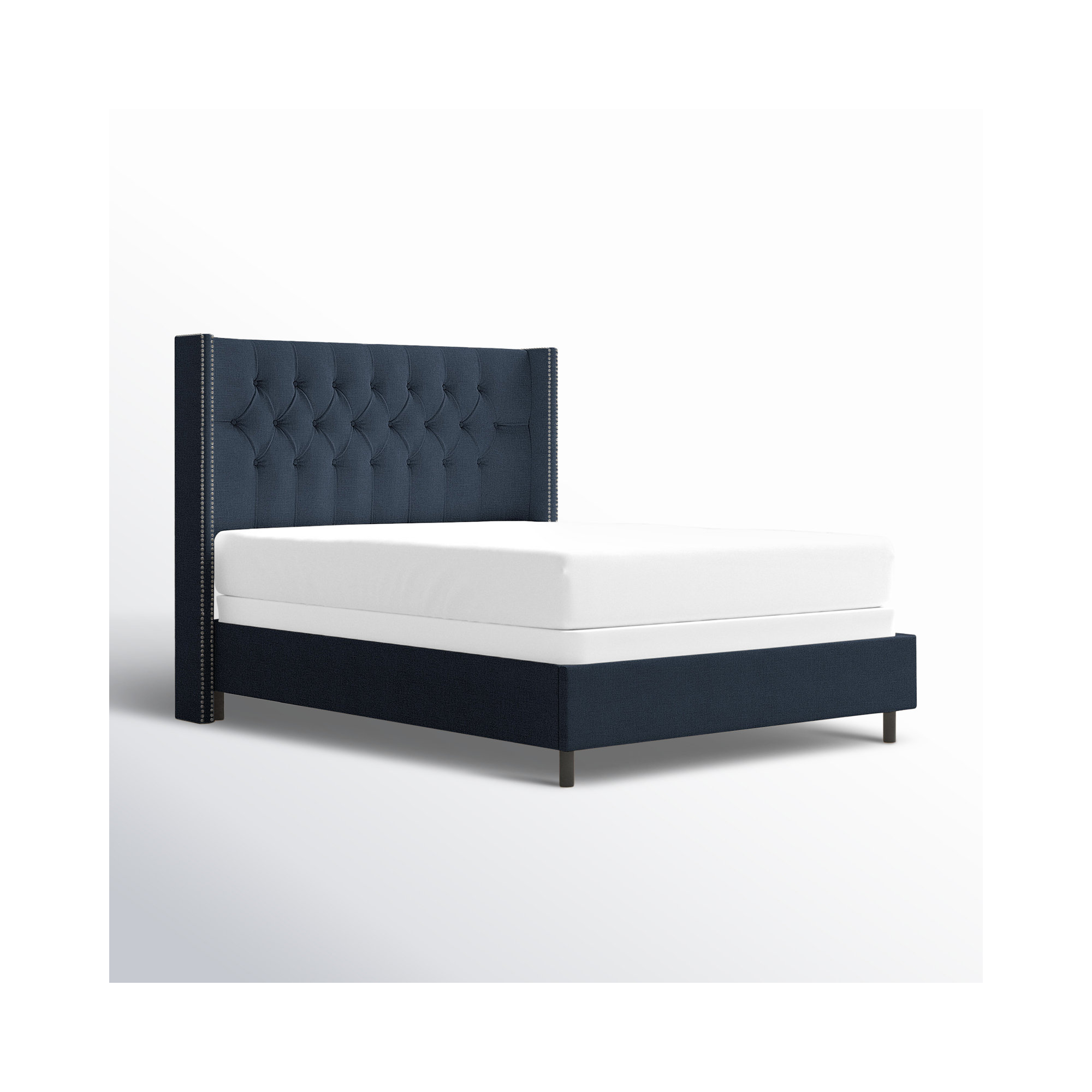 Breckin Upholstered Wingback Bed, Queen, Classic Navy Linen