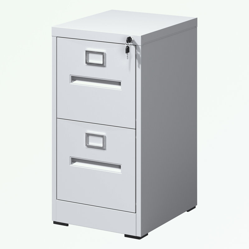 metal frame File Cabinet with 2 Drawers and Lock, White