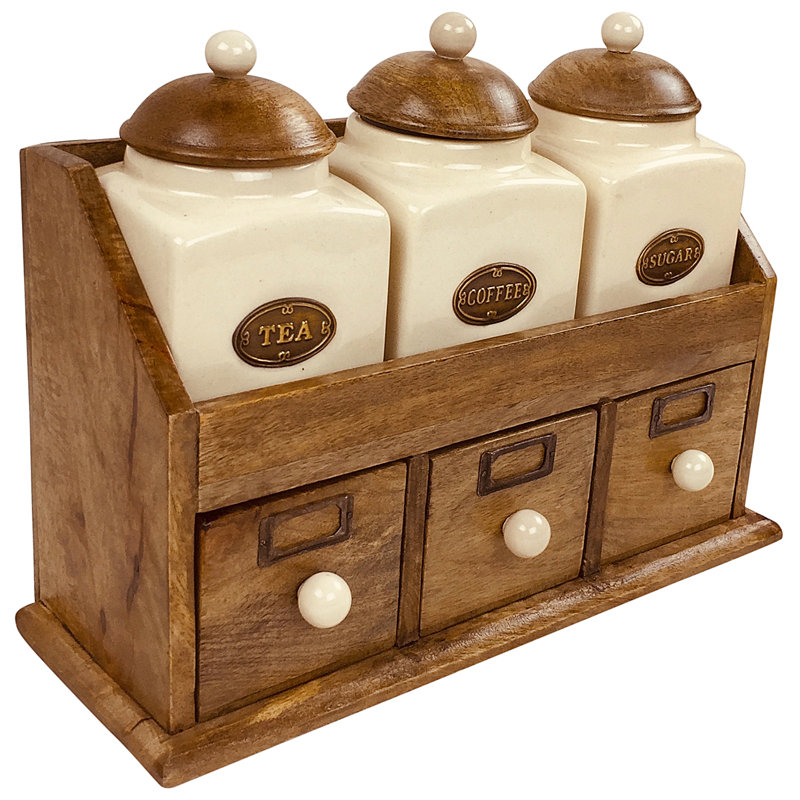 Wood Jar - Set of 3
