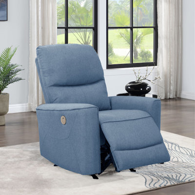 Fauteuil inclinable électrique avec fonction de massage réglable Brix, fauteuil inclinable au fini bleu clair