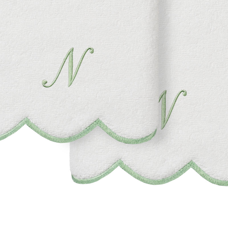Ensemble de serviettes à main personnalisables 2 pièces Linorn Home Textiles 100% coton turc ADORNIA, N, Blanc/vert