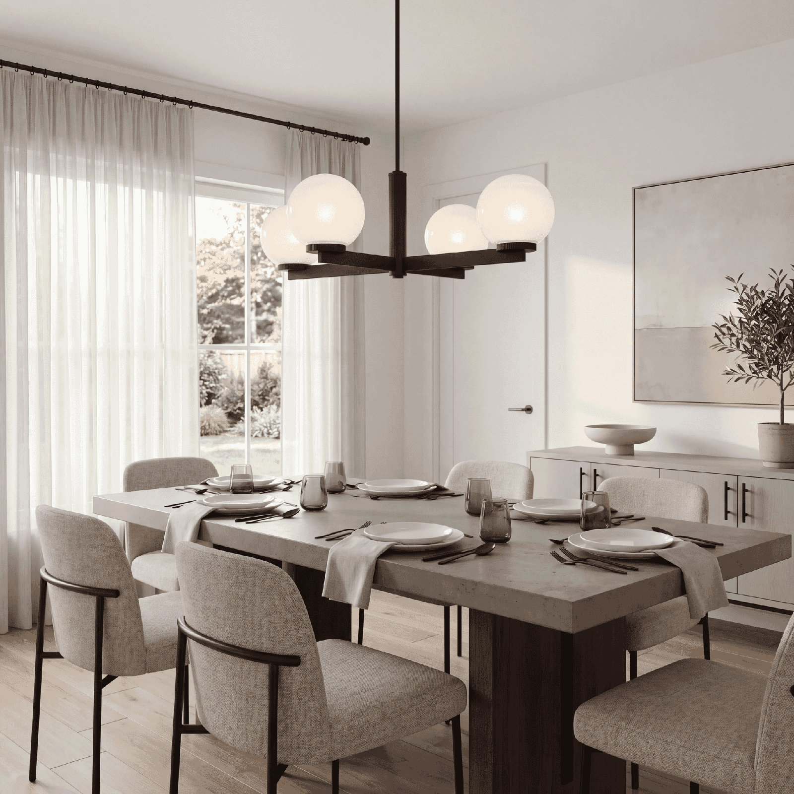 Claudette 4-Light Chandelier, Matte Black