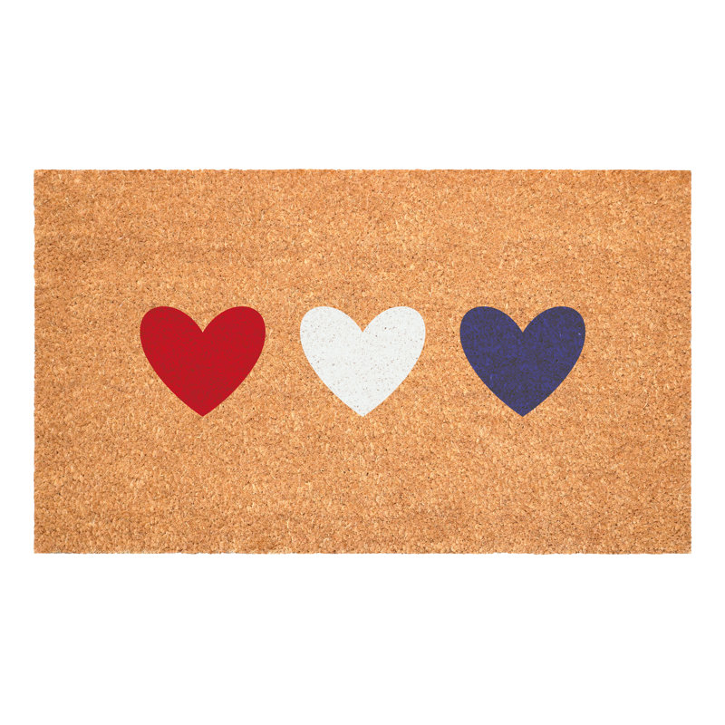 Patriotic  Hearts Doormat, 24" W x 36" L
