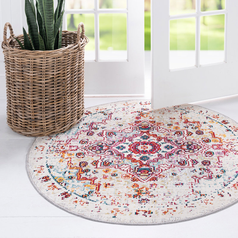 Enderson Ikat Indoor Rug, Round 4'