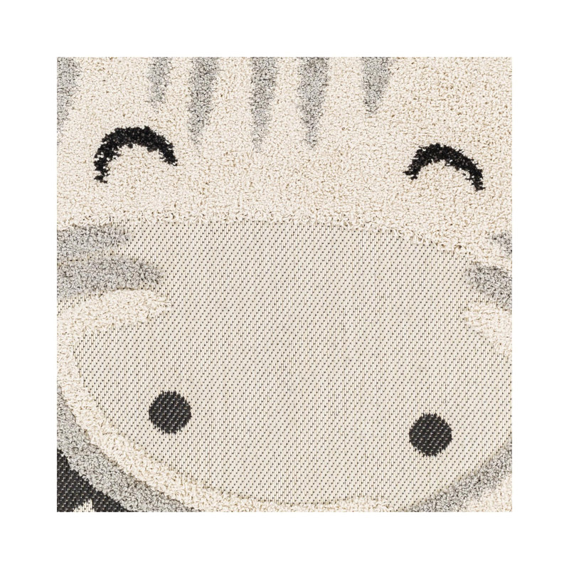 Tapis intérieur / extérieur rond en polypropylène tissé à la machine gris / crème Aabir, Rond 5 pi 3 po