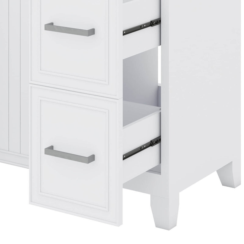 Meuble-lavabo de 36 po avec lavabo en céramique robuste, portes à fermeture en douceur, tablettes flexibles et tiroirs spacieux