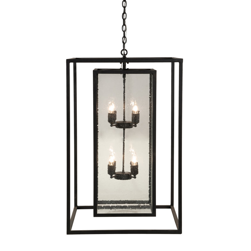 Kitzi Black and Clear Glass 8-Light Indoor/Outdoor Chandelier