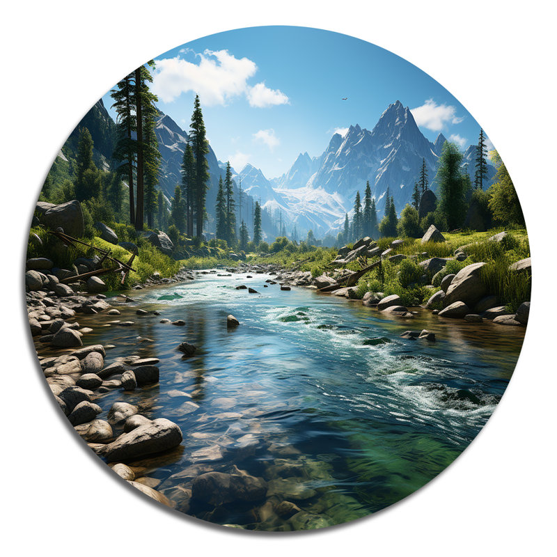 Hanania - Paysages, art rond en métal, H 16 po x l 16 po