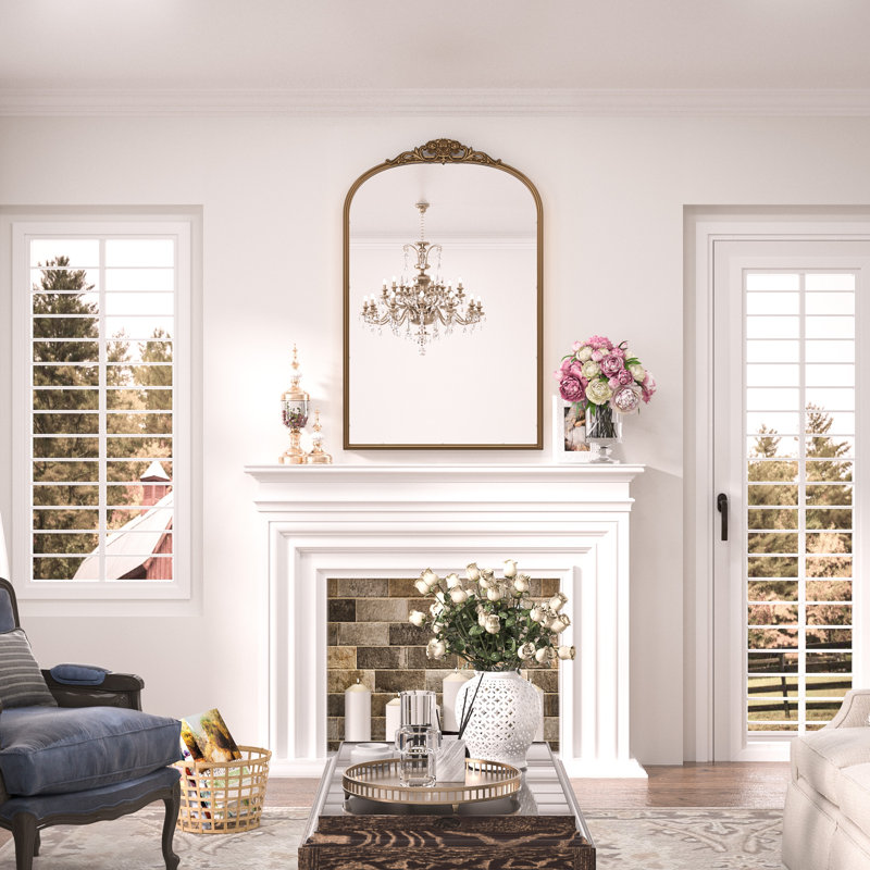 Iron Arch Mirror, Antique Gold, 91.4cm x 61cm, Vertical