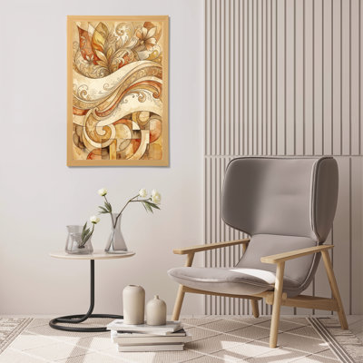 Floral And Swirl Pattern Abstract Art Canvas Wrapped Wall Art Oil Painting Print Set Of 1