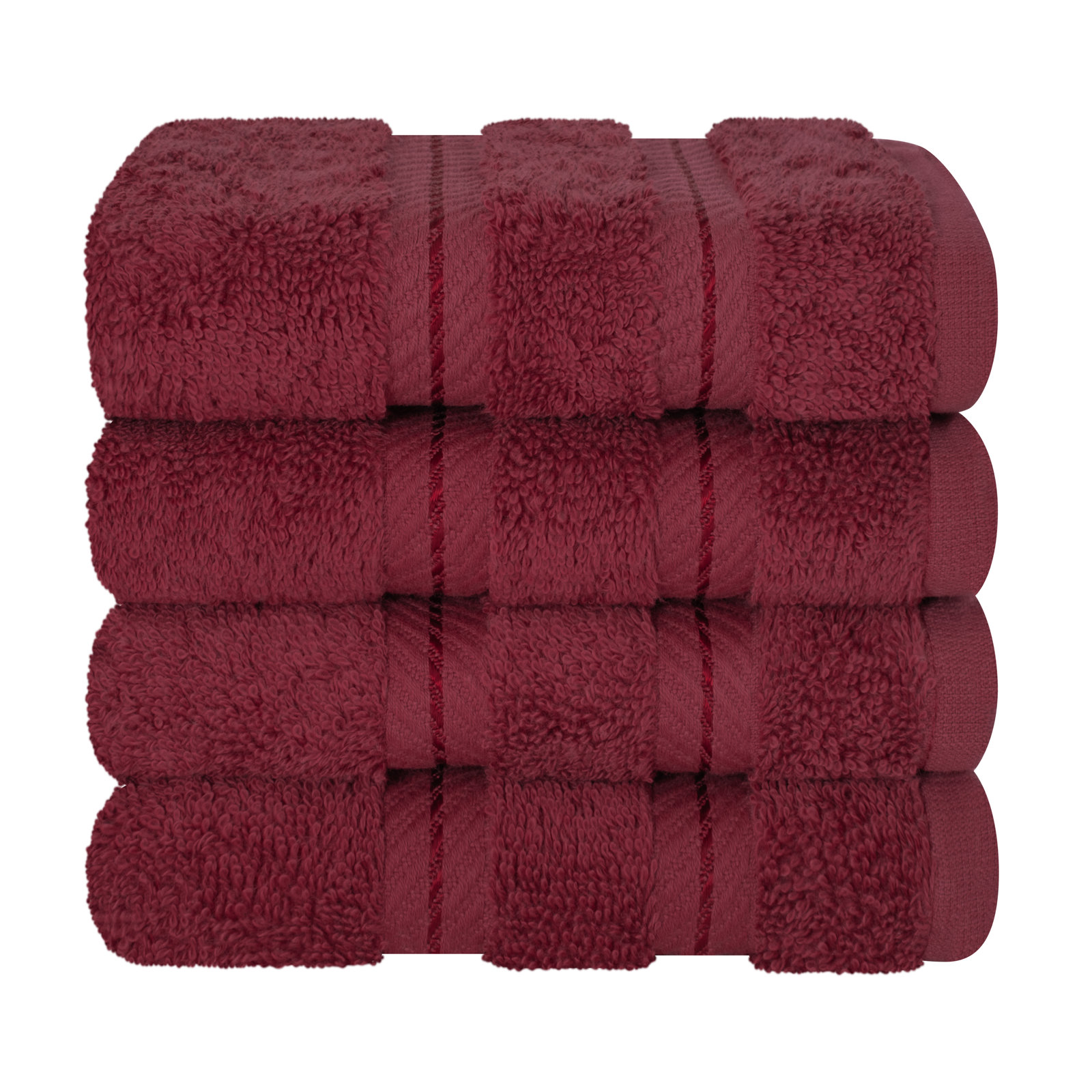Darcelle 100% Cotton 4-Piece Turkish Washcloth Set, Burgundy Red