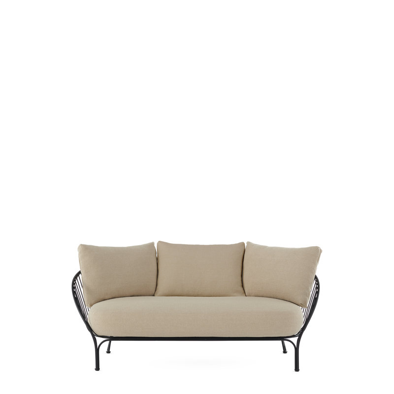 Canapé avec 3 coussins principaux Hiray, Beige, Noir