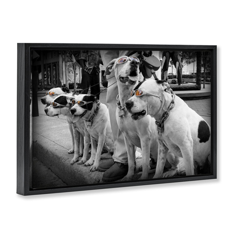 Afternoon Stroll Pups Floating Frame, design by Scott Henderson, Jet Black Floater Framed, 17" H x 25" W