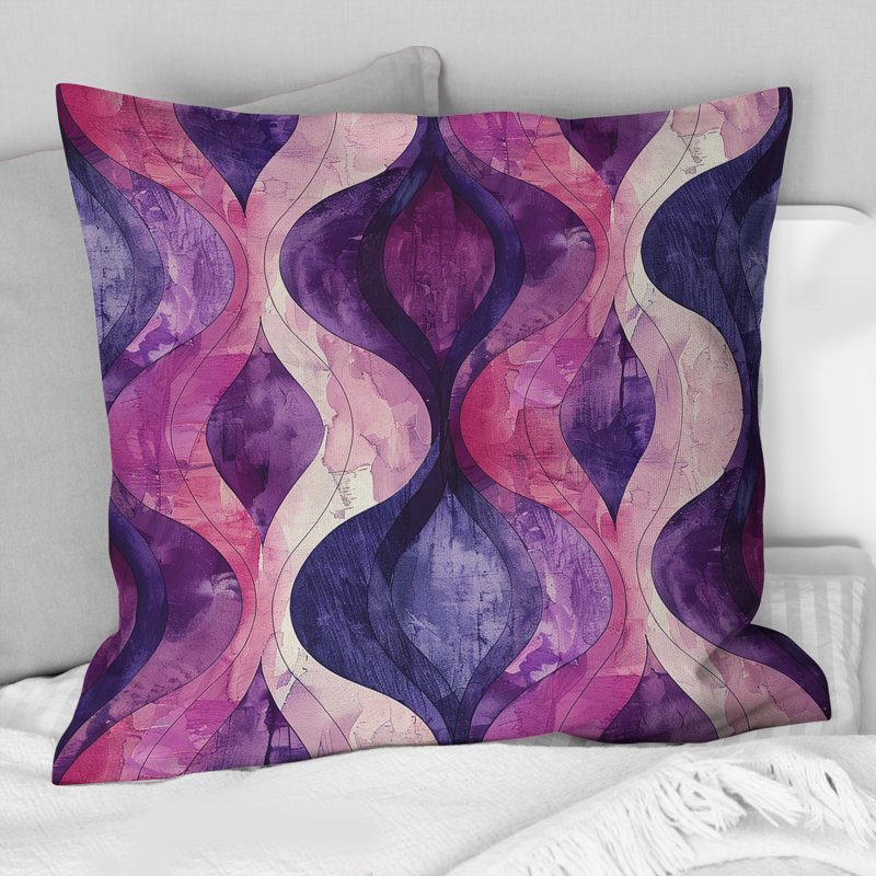 Coussin Mid-Century mauve rose, H 18 po x l 18 po