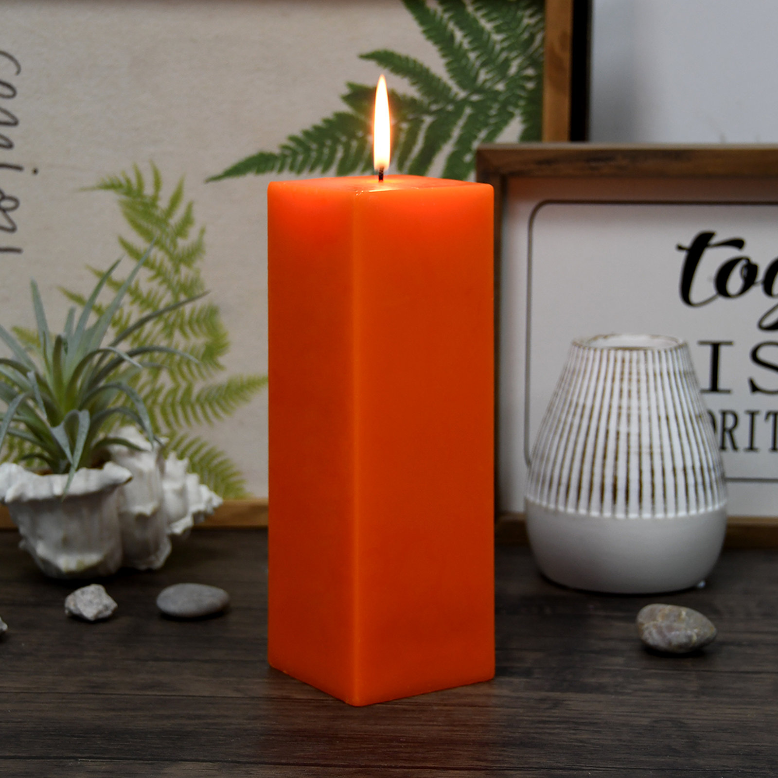 Citronella Pillar Candle, Orange, 9" H x 3" W x 3" D, 1 Candle