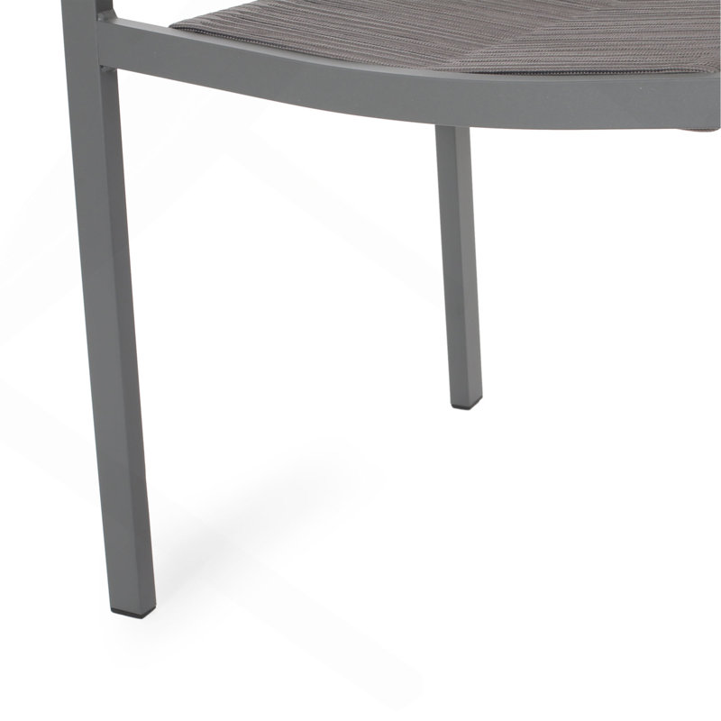 Chaise de salle à manger d'extérieur moderne en aluminium avec siège en corde (ensemble de 2), gris et gris foncé