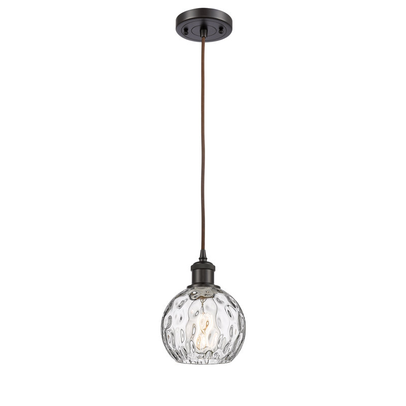 Luminaire suspendu sphère 1 lumière Roxane, Ampoule non incluse, H 8 po x l 6 po x P 6 po, Bronze huilé