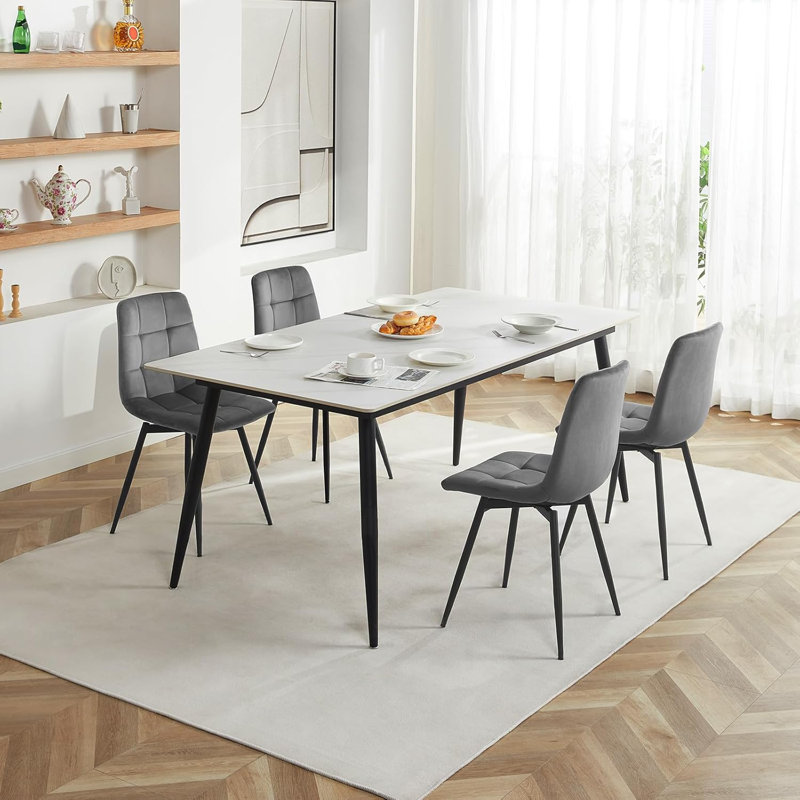47cm H Velvet Upholstered Side Chair, Grey