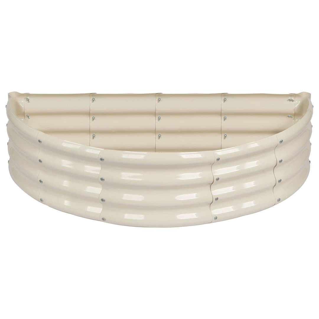 Harbour Housewares Off-White Raised Garden Bed - Ivory - 120 X 60Cm - Semi-Circle - Bottomless Galvanised Steel Metal Planter Box For Growing Outdoor Plants, Vegetables, Flowers And Herbs - Image 5