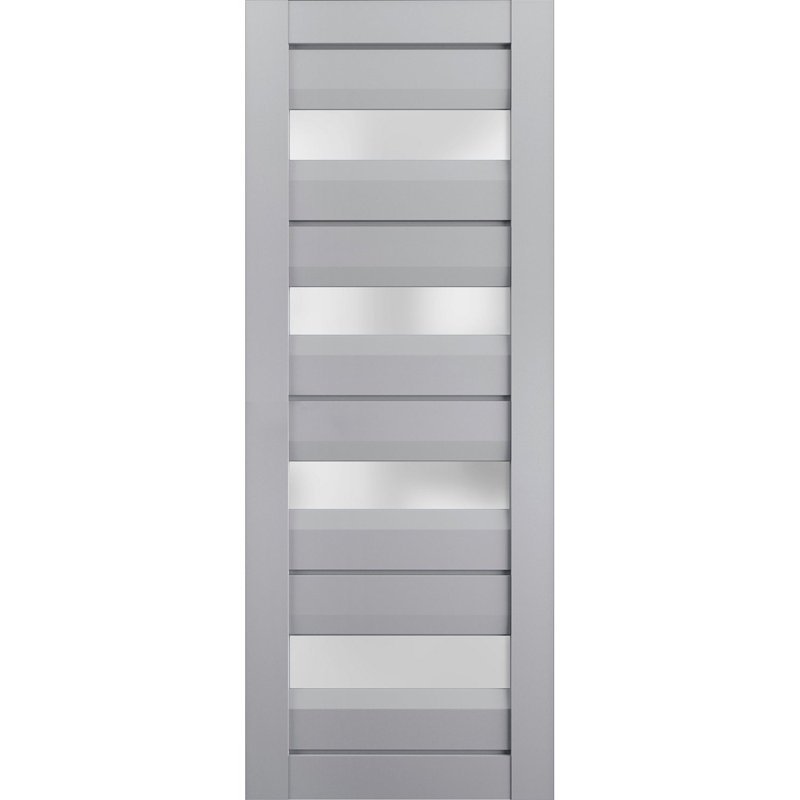Dalle de porte standard en bois manufacturé massif en verre givré Veregio, 28 po x 96 po, Gris