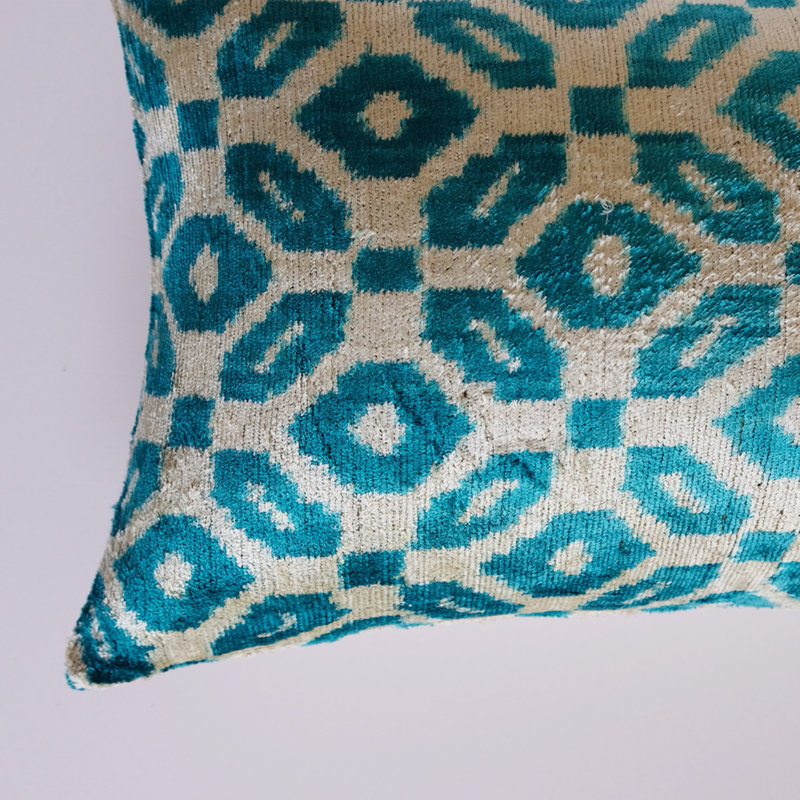 Frye Feather Throw Pillow, Ikat 2