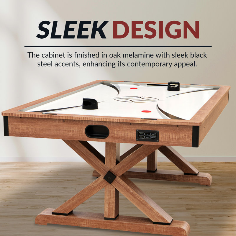 Daulton 7 Ft White Oak Air Hockey Table with LED Scoring