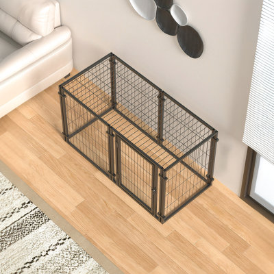 Cage pour chien de 47,2 po - cage à chiots idéale pour différents types, fabrication en métal, utilisation à l'intérieur ou à l'extérieur, noir, petites et moyennes h 23,6 po, conception polyvalente,